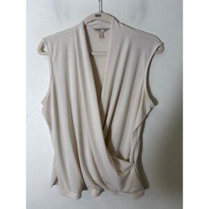 Banana Republic Off White Sleeveless Drape Neck Top Sz L